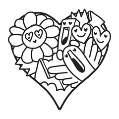Heart Doodle Cute Valentine Coloring page