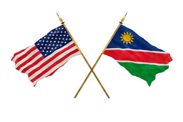 Background for designers. National Day. National flags  of United States of America. USA and Namibia