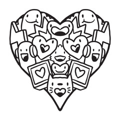Heart Doodle Cute Valentine coloring page