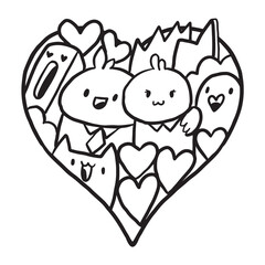 Heart Doodle Cute Valentine coloring page