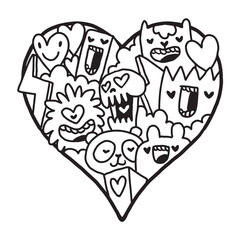 Heart Doodle Cute Valentine coloring page