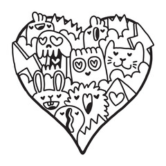 Heart Doodle Cute Valentine coloring page