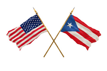 Background for designers. National Day. National flags  of United States of America. USA and Puerto-Rico