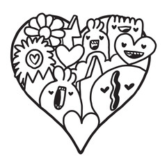 Heart Doodle Cute Valentine coloring page
