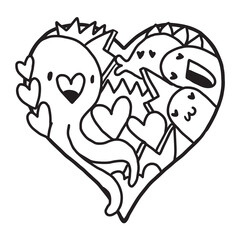 Heart Doodle Cute Valentine coloring page