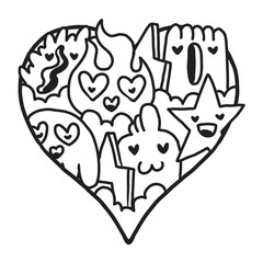 Heart Doodle Cute Valentine coloring page