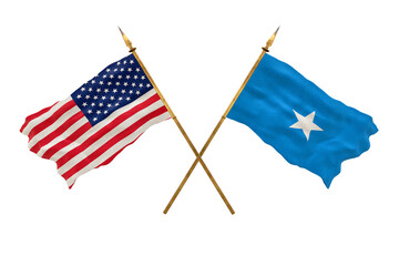 Background for designers. National Day. National flags  of United States of America. USA and Somalia