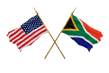 Background for designers. National Day. National flags  of United States of America. USA and South Africa