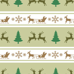 Christmas Seamless Patterns with deer, trees, and santa elements perfect for present and background