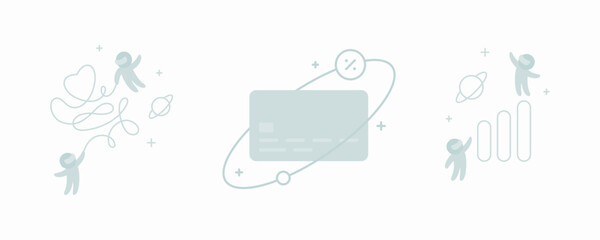 Illustration of astronauts for business. Space credit card. © timur84