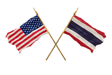 Background for designers. National Day. National flags  of United States of America. USA and Thailand