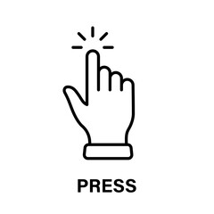 Press Gesture of Computer Mouse. Pointer Finger Black Line Icon. Cursor Hand Linear Pictogram. Click Touch Double Tap Swipe Point Outline Symbol. Editable Stroke. Isolated Vector Illustration