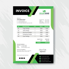Modern corporate Green Business invoice Template