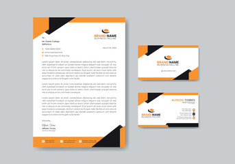Abstract Business Card Letterhead Templates Set