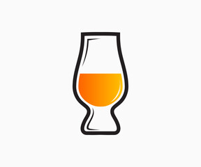 Whiskey Glass Vector. Whiskey Glass Icon. Glencairn Whisky Glass.