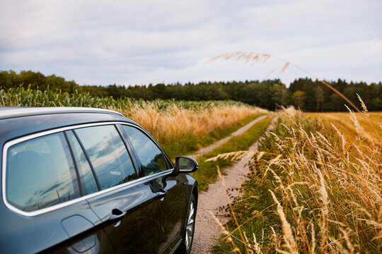 Car driving on rural road