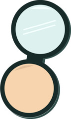 a pressed powder type powder with a beige color and equipped with glass
