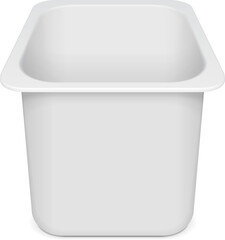 Mockup Empty Closed Blank Styrofoam Plastic Food Tray Container Box With Lid. Illustration Isolated On White Background. Mock Up Template Ready For Your Design. Vector EPS10