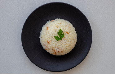 Traditional delicious Turkish food; Turkish style rice pilaf (Turkish name; Arpa sehriyeli pirinc pilavi)