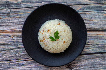 Traditional delicious Turkish food; Turkish style rice pilaf (Turkish name; Arpa sehriyeli pirinc pilavi)