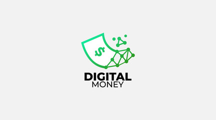 Digital Money Logo Design Vector Template