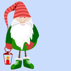 Vector - gnom with a lantern illustration.