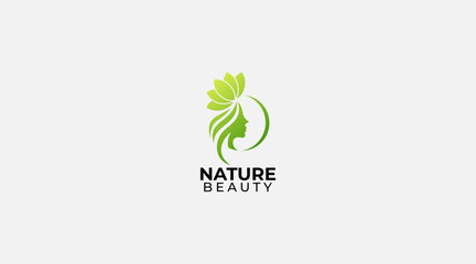 Woman Beauty face in nature style logo design
