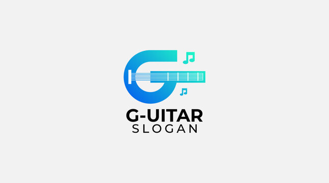 Initial Letter G Guitar Logo Design Template