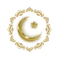 Golden muslim month on White background, vector illustration
