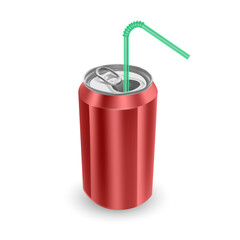 Red Aluminum Can. Illustration of cola can. Vector format