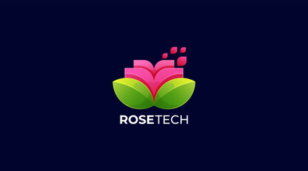 Tech red rose geometry polygons business logo element icon