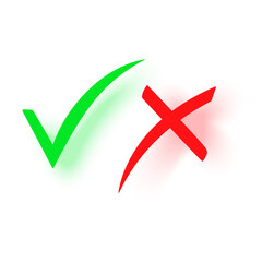 Do and Don't simple icons, hand drawn. Vector elements. Green check mark and red cross, used to indicate rules of conduct or response versions.