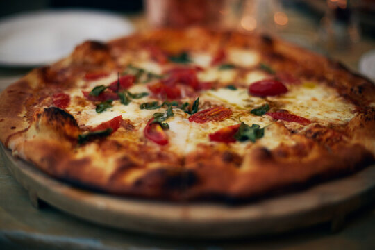 Close up of Margherita pizza