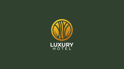 Golden Leaf Hotel logo design vector