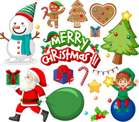 Set of Christmas elements and objects