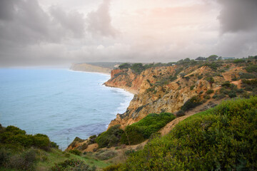 Fototapeta premium Impressive cliffs at the Benagil Caves site in southern Portugal