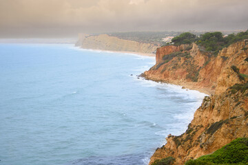 Impressive cliffs at the Benagil Caves site in southern Portugal