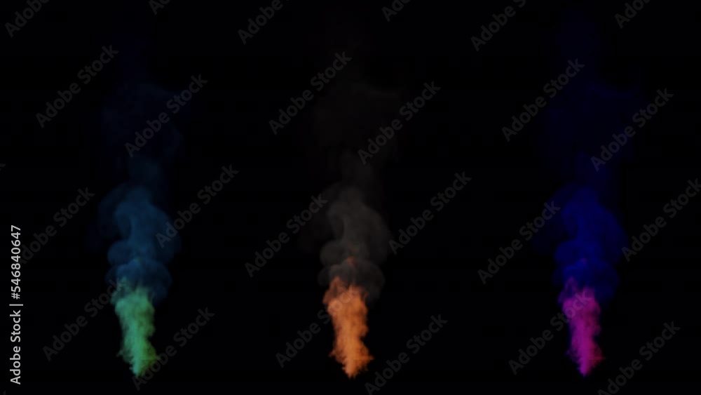 Aufkleber 3d rendering fire flame and smoke animation effect simulation.three color set variety element fire o