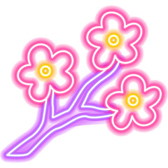 Sakura Branch Neon Sign. Illustration of Japan Promotion.