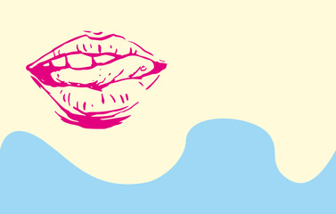 illustration of lips and tongue vector for card illustration background