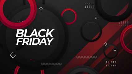 Black friday background banner with red and black color gradient