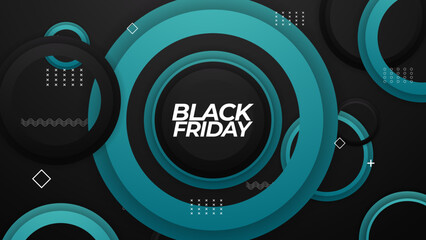 Fototapeta premium Black friday background banner with blue and black color gradient