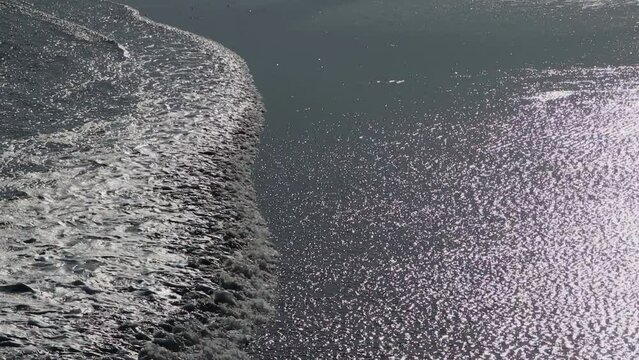 Rear wave of a ship that looks like a tsunami in the wadden sea