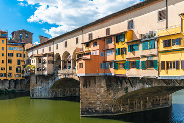 Fototapeta na wymiar Ponte Vecchio Bridge over Arno River, Florence, Italy, Europe