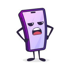 Phone cartoon character, unhappy emotion