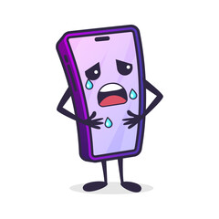 Cartoon character phone, crying emotion