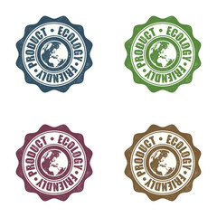 Earth map eco friendly product seals set