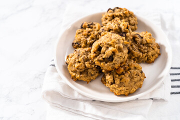 Soft Oatmeal Raisin Walnut Cookies