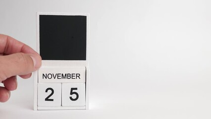 Calendar with date 25 November and space for designers. Illustration for an event of a certain date.