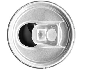 close- up of top view Aluminum used can recycle isolated on white background